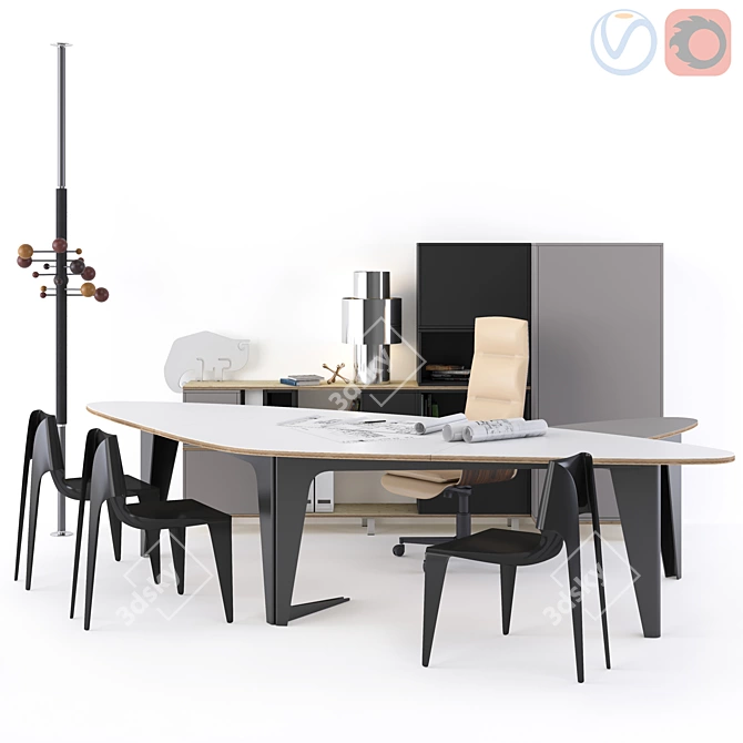 Modern Office Furniture Set 3D model image 1