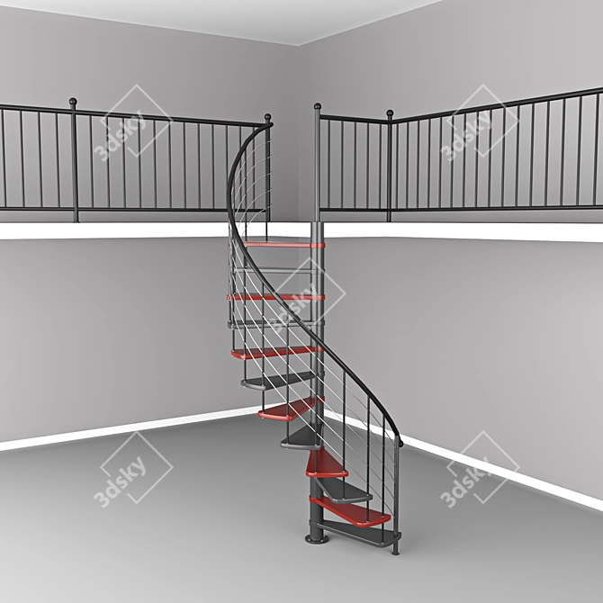 Round Mezzanine Stairs | 2.3m Height 3D model image 1