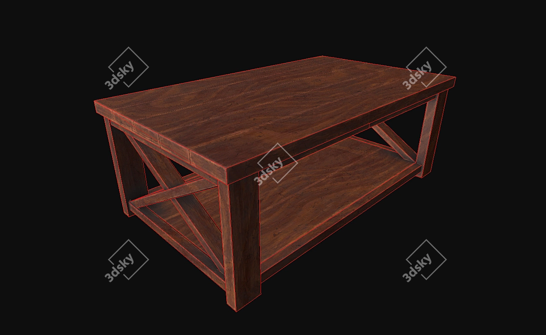 Sleek Low Poly Coffee Table 3D model image 3