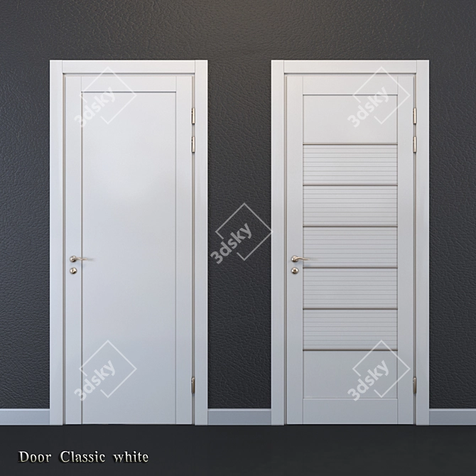 Elegant White Classic Door 3D model image 1