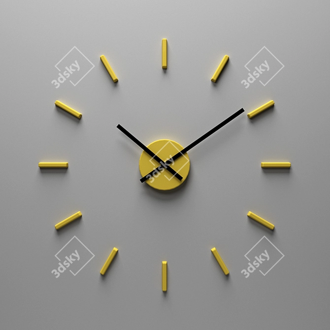 Sunburst Wall Clock 3D model image 1