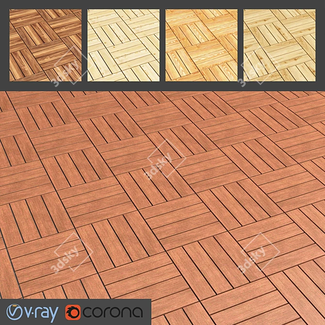 Natural Wood Outdoor Flooring 3D model image 1