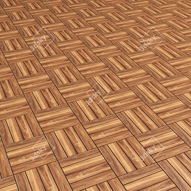 Natural Wood Outdoor Flooring 3D model image 2