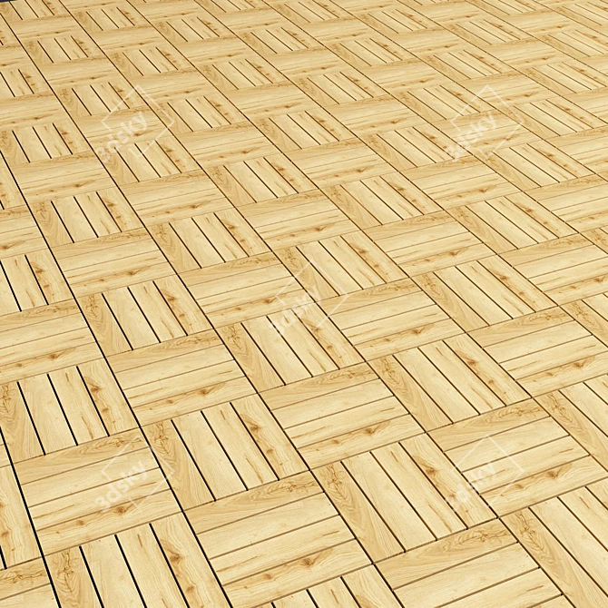 Natural Wood Outdoor Flooring 3D model image 3