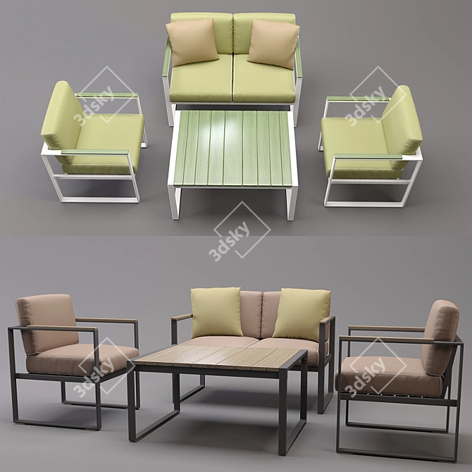 Catania Polywood Garden Lounge Set 3D model image 1