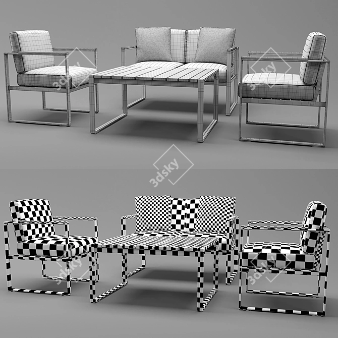 Catania Polywood Garden Lounge Set 3D model image 3
