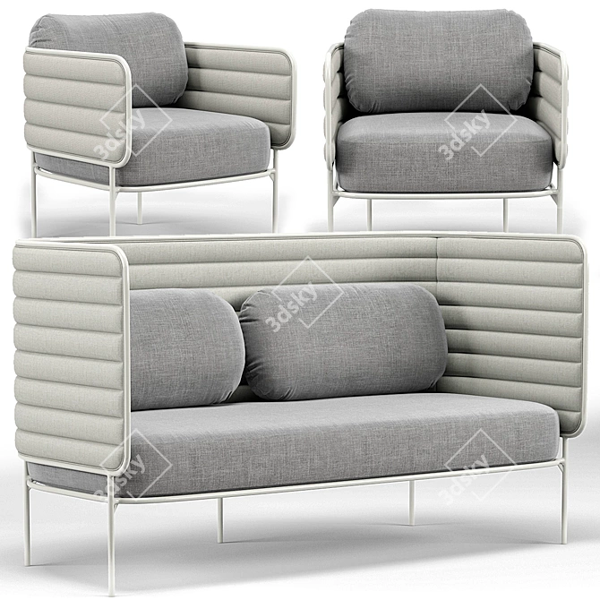 Outdoor Capsule Settee & Chair 3D model image 1