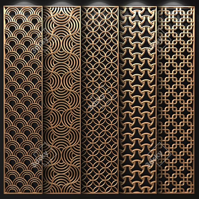 Geometric Brass Decorative Partition Set 3D model image 1