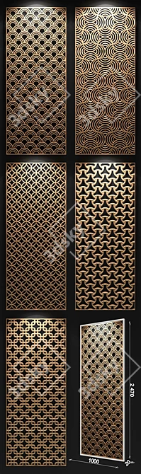 Geometric Brass Decorative Partition Set 3D model image 2