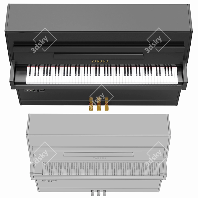 Sleek Yamaha SG2 PE Digital Piano 3D model image 2