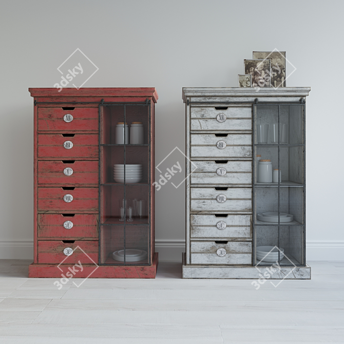 Modern Card-themed Dresser 3D model image 1