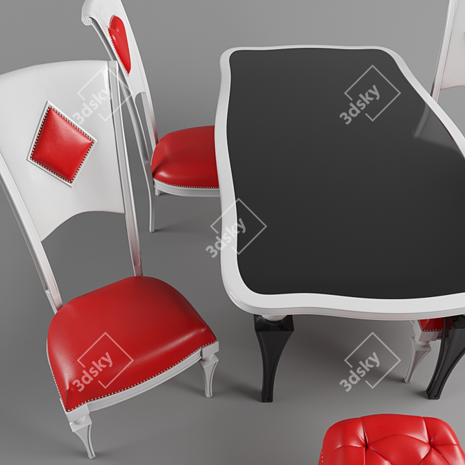 Contemporary Red Leonardo Chair-Table-Pouf 3D model image 2