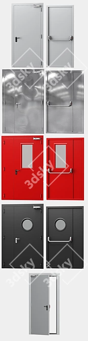 Fireguard: Multi-colored Metal Fire Doors 3D model image 3