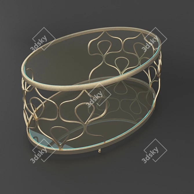 Modern Metal and Glass Coffee Table 3D model image 2