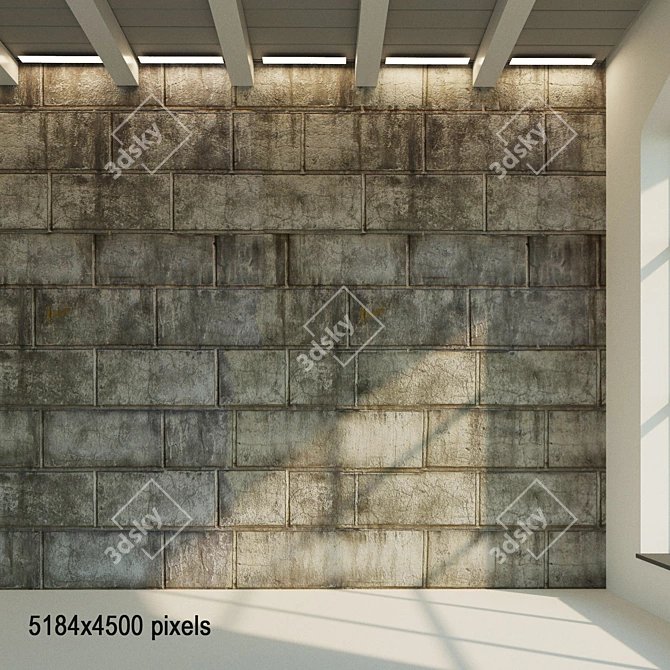 Aged Stone Wall: Seamless Texture, Bump and Reflection Maps 3D model image 1