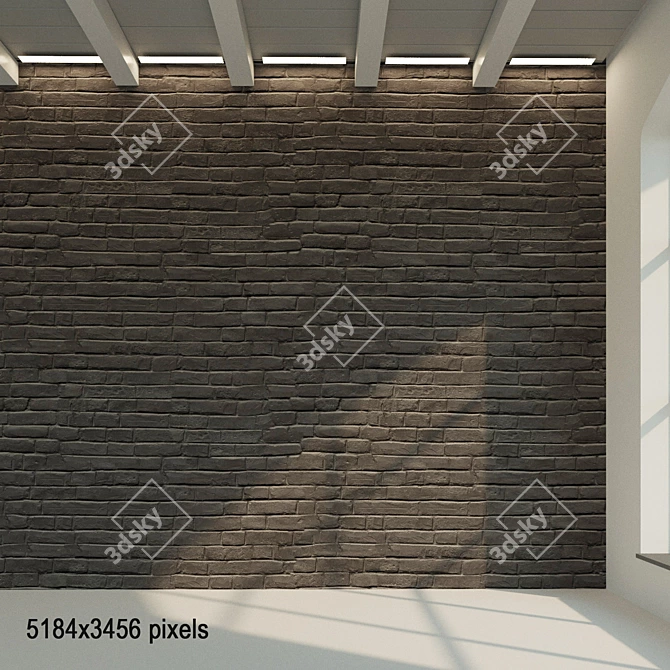 Vintage Dark Brick Wall: Textured Seamless Material 3D model image 1