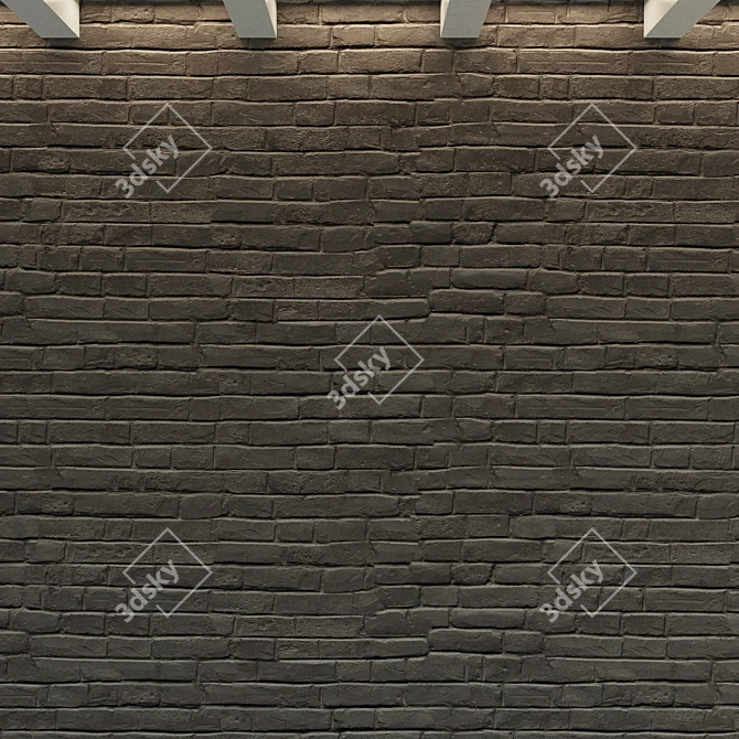 Vintage Dark Brick Wall: Textured Seamless Material 3D model image 2