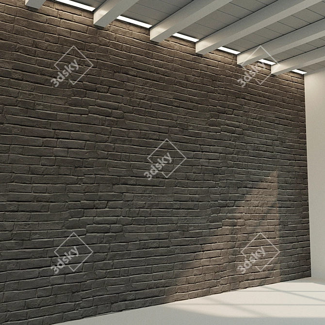 Vintage Dark Brick Wall: Textured Seamless Material 3D model image 3