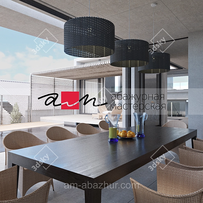 Rotang Lamp: Elegant Ceiling Light 3D model image 3