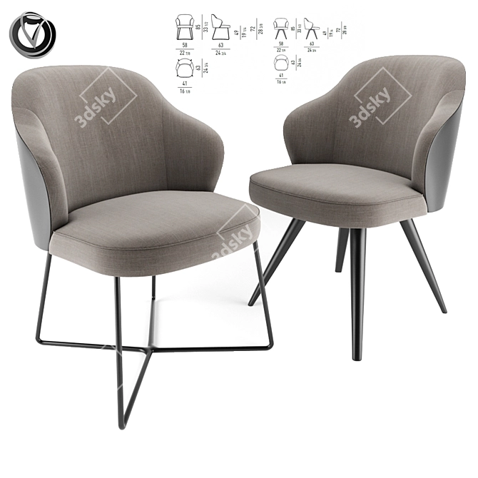 Sleek Steel Swivel Dining Chairs 3D model image 1