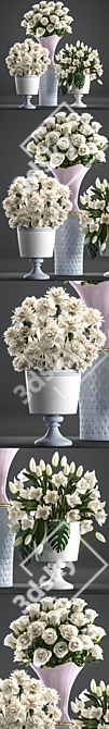 Pure Elegance: White Floral Collection 3D model image 2