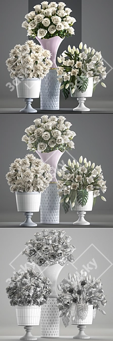 Pure Elegance: White Floral Collection 3D model image 3