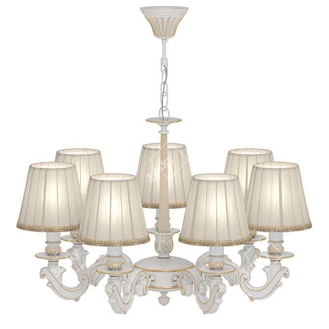 Elegant Torrone Chandelier - Gold Metal Finish 3D model image 2