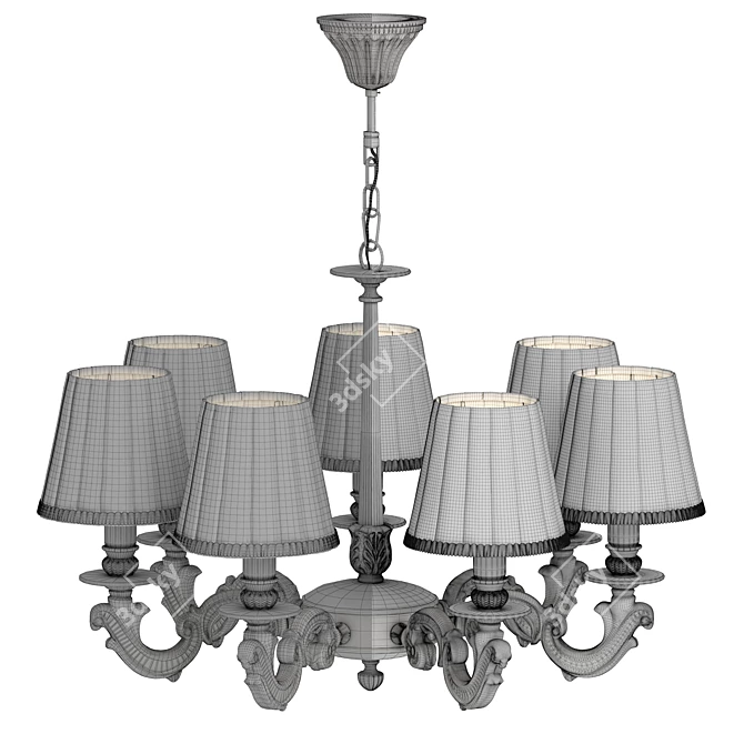 Elegant Torrone Chandelier - Gold Metal Finish 3D model image 3