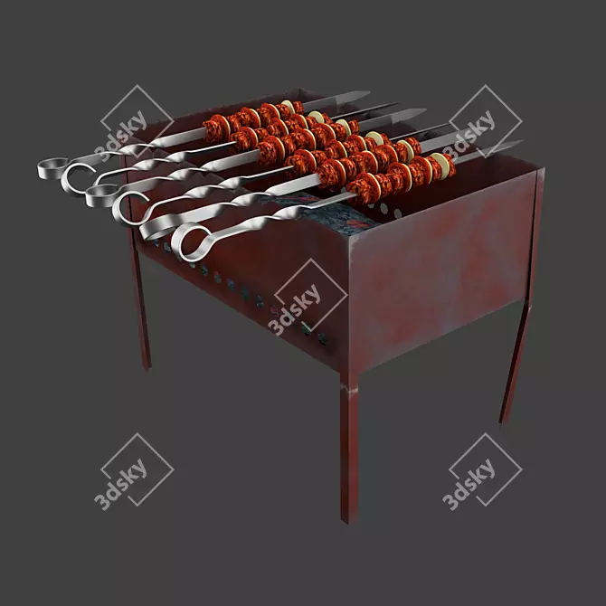 Classic Brazier and Skewer Set 3D model image 1