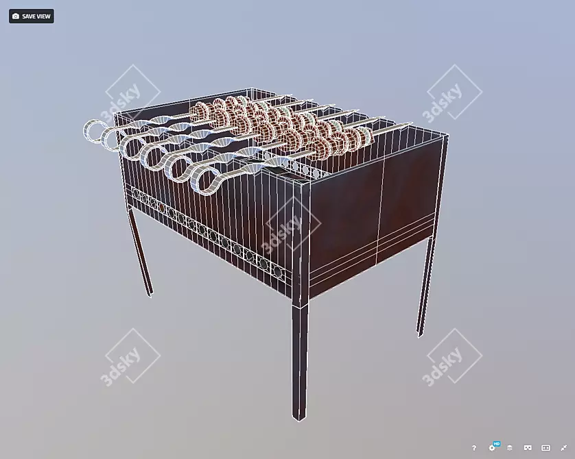Classic Brazier and Skewer Set 3D model image 3