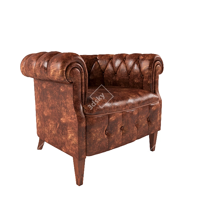 Elegant Tufted Chair 3D model image 1