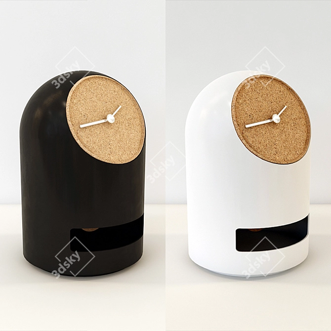 Minimalist Concrete Cork Table Clock 3D model image 1