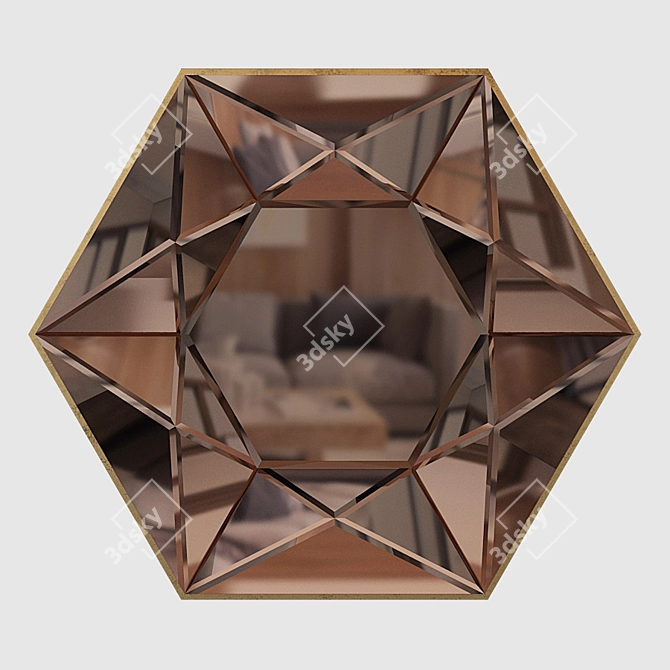 Elegant Hexagon Mirror: 1200mm X 1200mm 3D model image 1