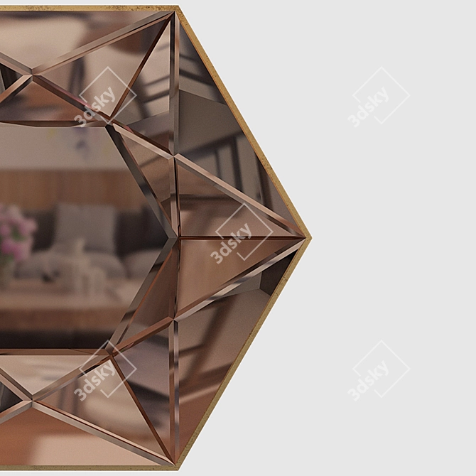 Elegant Hexagon Mirror: 1200mm X 1200mm 3D model image 2