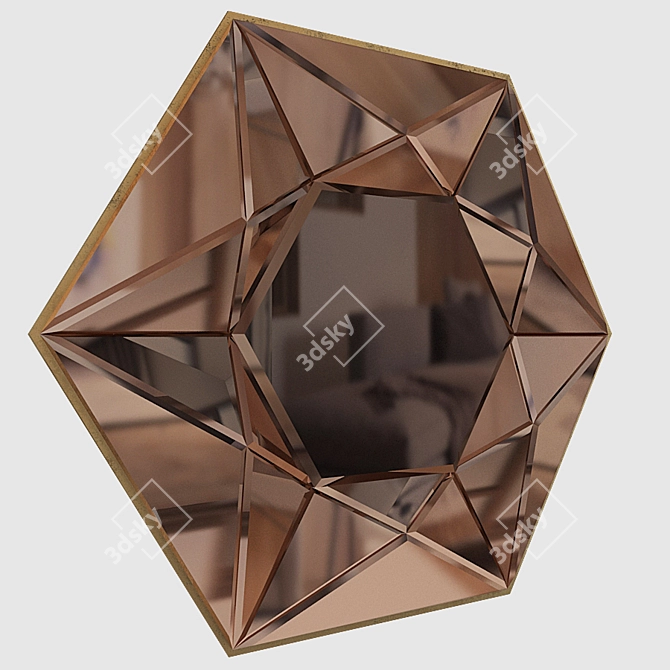 Elegant Hexagon Mirror: 1200mm X 1200mm 3D model image 3