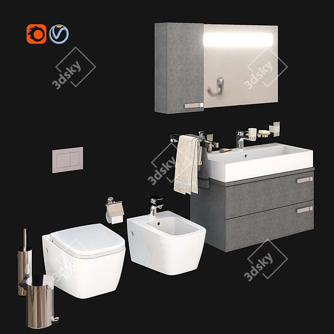 Strada Collection: Sleek and Stylish Sanitaryware 3D model image 1