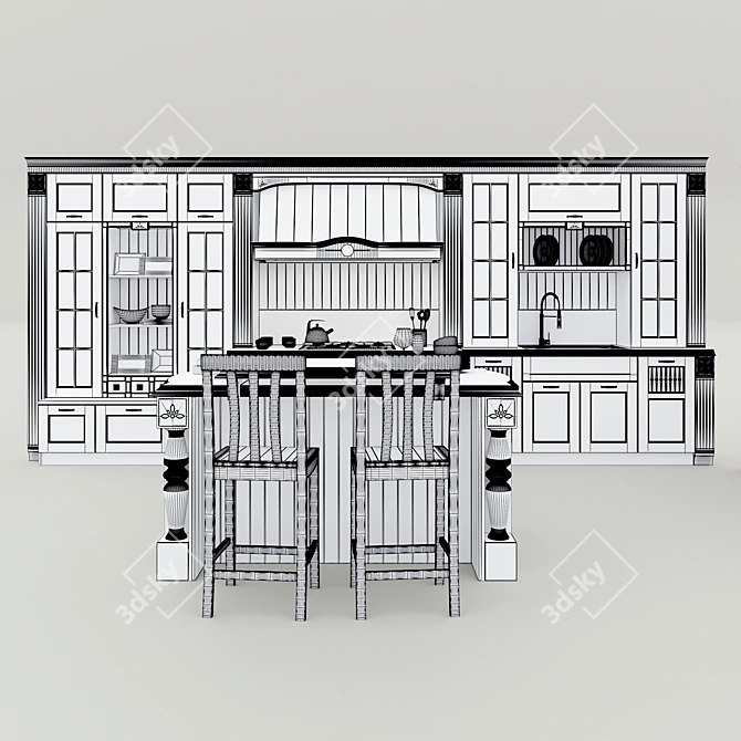 TERRA - Exquisite Classic Kitchen.Sophisticated Classic Kitchen, Terra.TERRA - The Epitome of Classic E 3D model image 3