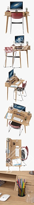 Scandi Desk: Sleek & Stylish Scandinavian Design 3D model image 2