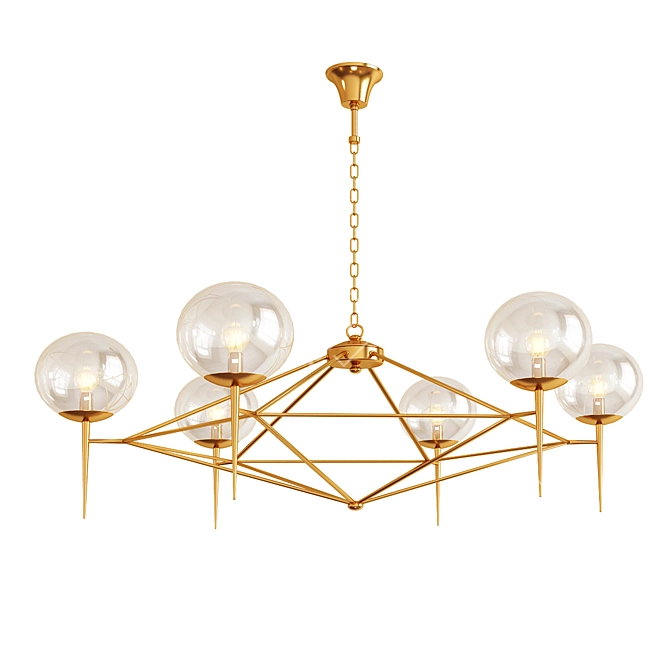 Regal Gold Leaf Chandelier 3D model image 1