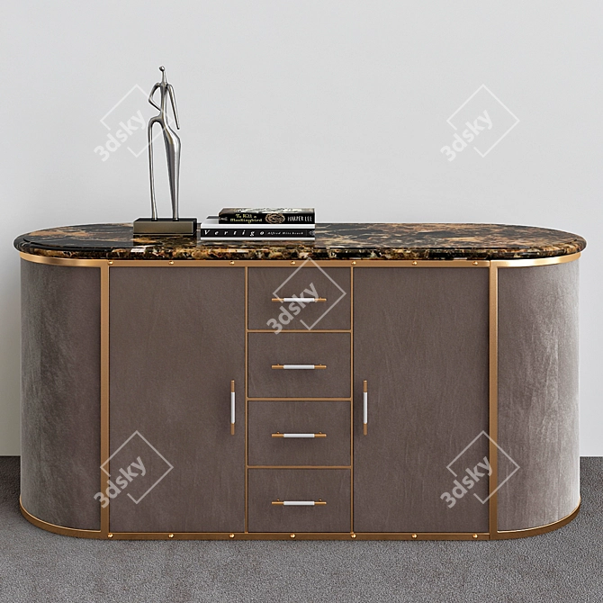 Elegant Wood Console Dresser 3D model image 1