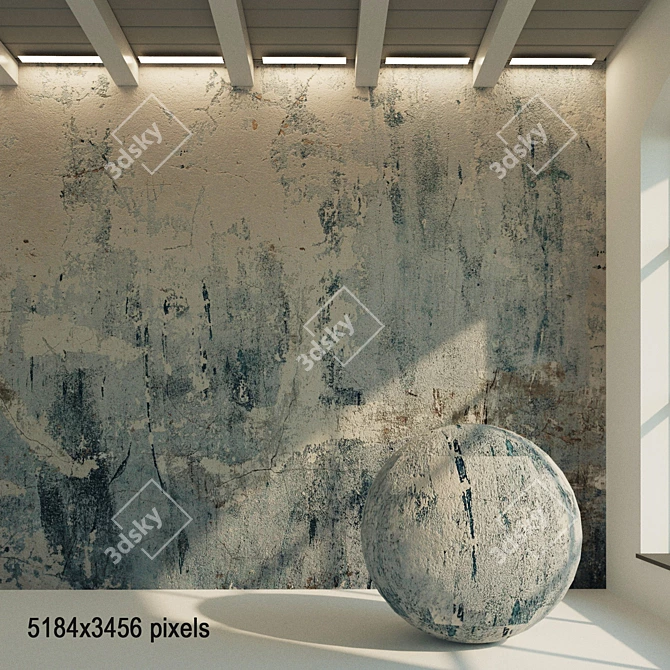 Authentic Old Plaster: Painted Wall Texture 3D model image 1