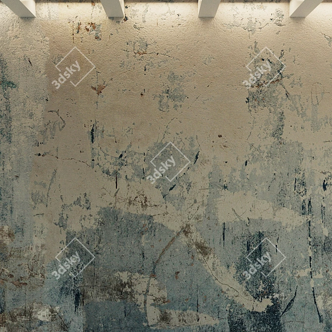 Authentic Old Plaster: Painted Wall Texture 3D model image 3