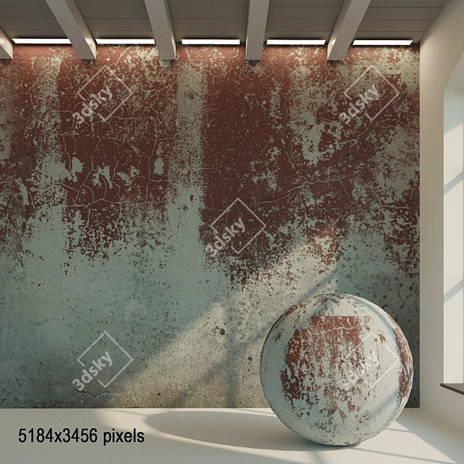 Antique Plaster Wall Texture - Seamless 3D Model & Maps 3D model image 1