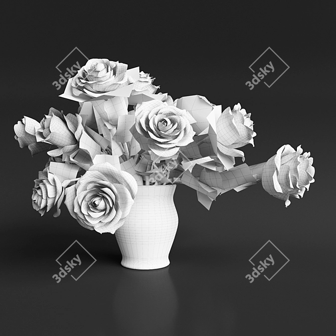 Colorful Rose Bouquet 3D model image 3