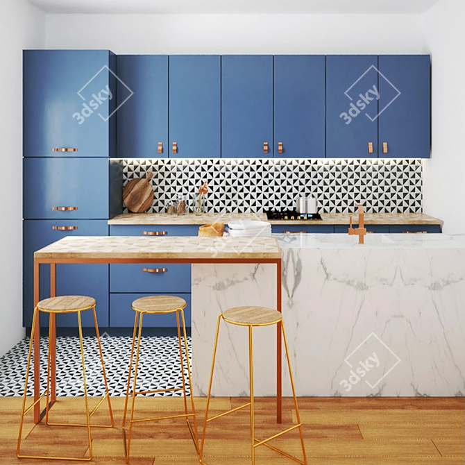 Elegant Classical Kitchen Set 3D model image 1