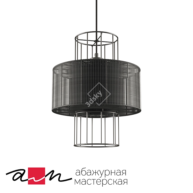 Sleek Black Ceiling Fixture (MODELLO-B) 3D model image 1