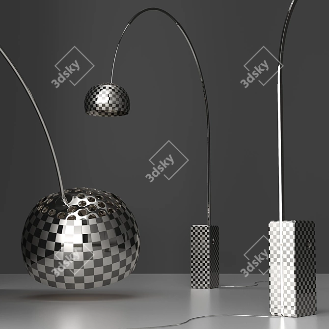 Sleek Black Arco Floor Lamp 3D model image 2