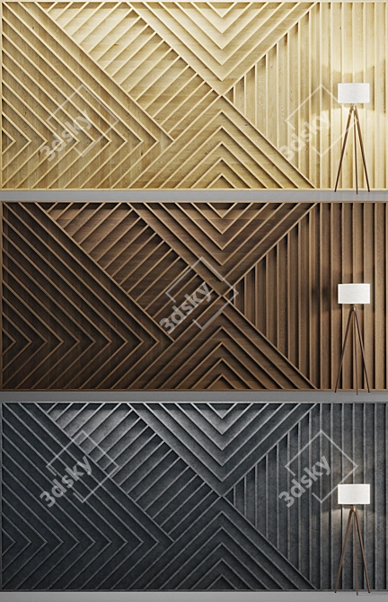 Versatile Wall Stripes: 3 Material Options 3D model image 2