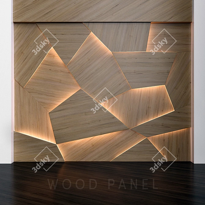 Title: Elegant Wood Panel Composition 3D model image 1