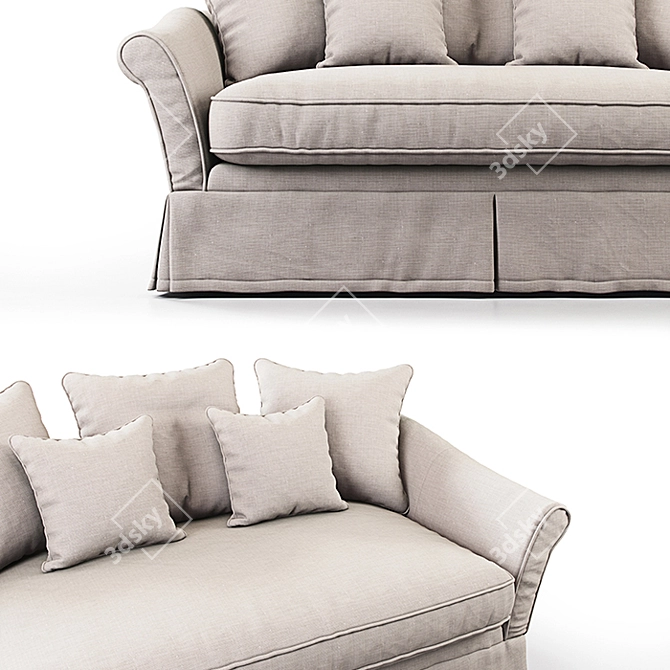 Elegant Belgian 2-Seater Sofa 3D model image 2